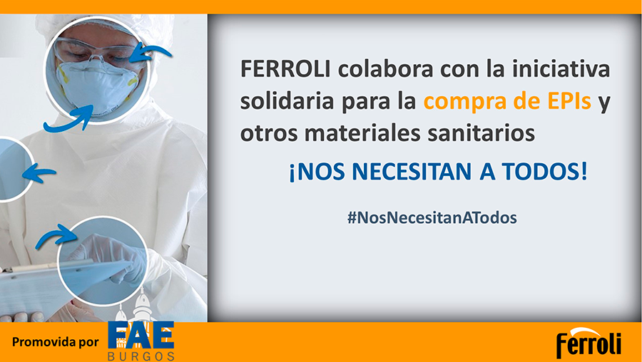 Ferroli colabora con la iniciativa solidaria para la compra de productos sanitarios 1